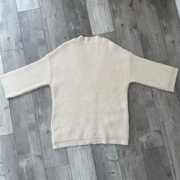 Free People Herringbone Stitch Kimono Cardigan Ivory Oversized Slouchy Small - Picture 10 of 14